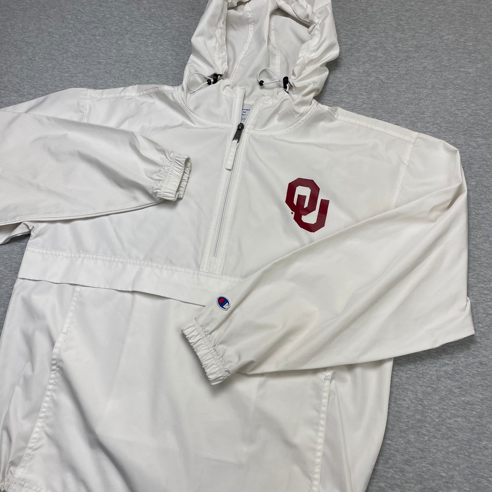 Oklahoma Sooners Windbreaker Mens M White NCAA Football White Champion EUC